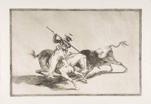 The Spirited Moor Gazul is the First to Spear Bulls (Plate 5 from The Tauromaquia) by Francisco de Goya