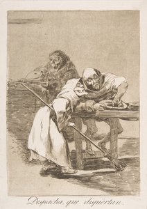 Plate 78 from Los Caprichos: Be quick, they are waking up by Francisco de Goya