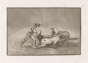A Spanish Knight Kills the Bull after Having Lost his Horse, Plate 9 from La tauromaquia by Francisco de Goya