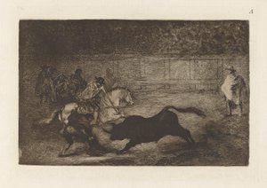 A Spanish Cavalier Breaking... by Francisco de Goya