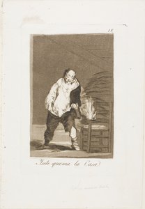 And his house is on fire, plate 18 from Los Caprichos by Francisco Jose de Goya y Lucientes