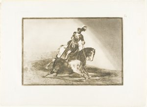 Charles V Spearing a Bull in the Ring at Valladolid, Plate Ten from The Art of Bullfighting by Francisco Jose de Goya y Lucientes