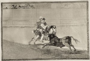 A Spanish mounted knight in the ring breaking short spears without the help of assistants by Francisco Jose de Goya y Lucientes