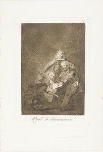 How they Pluck Her, plate 21 from Los Caprichos by Francisco Jose de Goya y Lucientes