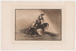 Plate 10 from La Tauromaquia: Charles V Spearing a Bull in the Ring at Valladolid by Francisco Jose de Goya y Lucientes