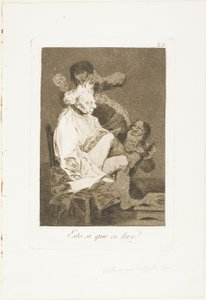 That certainly is being able to read (plate 29 from Los Caprichos)