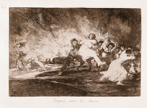 The Disasters of War: They Escape Through the Flames (etching from drawing) by Francisco de Goya
