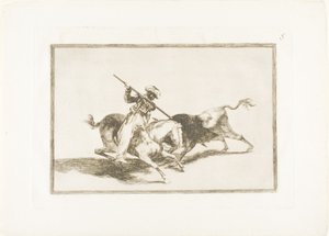 The Spirited Moor Gazul is the First to Spear Bulls According to Rules, plate five from The Art of Bullfighting by Francisco Jose de Goya y Lucientes