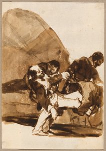 Three Men Carrying a Wounded Soldier, from the Images of Spain, Album F by Francisco Jose de Goya y Lucientes