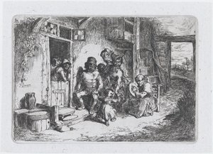 Two Figures Dancing, Another Seated Playing a Drum, from the Series of Customs by Francisco Lameyer Berenguer