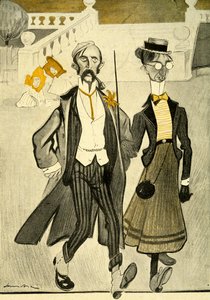 An English couple in France being mocked for their strange fashion sense, 1903 by Francisco Sancha y Lengo