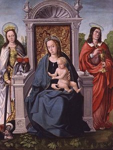 Madonna and Child with St. Catherine and St. John the Evangelist, c.1530-40 by Francisco de (attr. to) Comontes