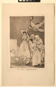 Caprichos: There They Go Plucked (i.e. Fleeced) by Francisco de Goya