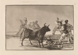The Rabble Hamstring the Bull with Lances, Sickles, Banderillas and Other Arms by Francisco de Goya