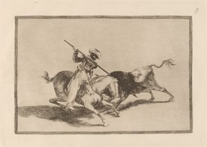 The Spirited Moor Gazul is the First to Spear Bulls According to Rules by Francisco de Goya
