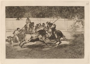 The Forceful Rendon Stabs a Bull with the Pique, from Which Pass He Died in the Ring at Madrid by Francisco de Goya