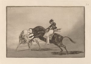 The Same Ceballos Mounted on Another Bull Breaks Short Spears in the Ring at Madrid by Francisco de Goya