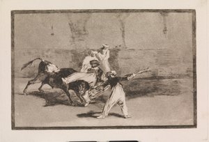 A Moor Captured by the Bull in the Arena by Francisco de Goya