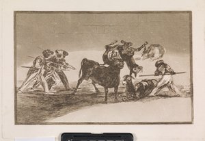 The Moors Use Donkeys as Barriers to Defend Against the Bull, Whose Horns Have Been Fitted with Balls by Francisco de Goya