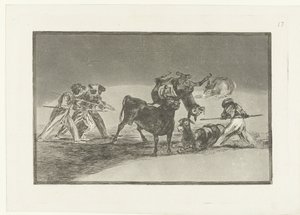 Moors and Donkeys Fighting a Bull (La Tauromaquia) by Francisco de Goya