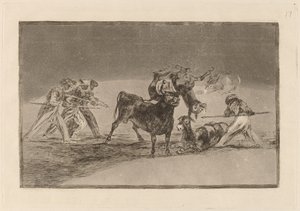 The Moors Use Donkeys as a Barrier to Defend Themselves against the Bull Whose Horns have been Tipped with Balls by Francisco de Goya