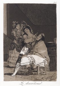 She Fleeces Him (Le descanona), plate 35 of Los Caprichos by Francisco de Goya