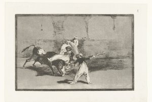 Bull Caught by Bullfighters by Francisco de Goya