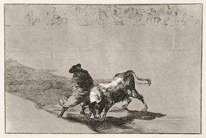 The Clever Student of Falces Infuriates the Bull by Moving about Wrapped in his Cloak, 1814-16 by Francisco de Goya