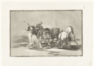 Four Men Hunting a Bull by Francisco de Goya