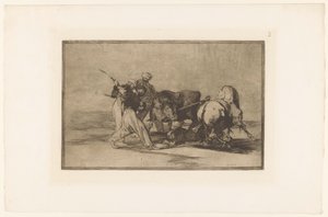 Four Men Hunting a Bull by Francisco de Goya