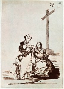 Women and Children Near a Cross by Francisco de Goya