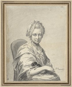 Portrait of a Young Woman with a Puppy by Franciscus Xaverius Xavery