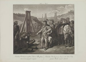 Boleslaw I of Poland sticks frontier poles in Elbe and Saale rivers