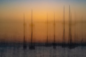 Blurred Sunset Sailboats