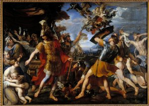 Enee and His Companions Fighting the Harpies by Francois Perrier