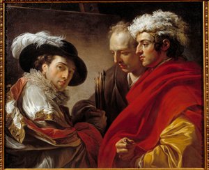 Portrait of Three Men (The Artist, the Architect Pierre Rousseau and an Unknown) by François André Vincent