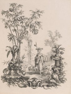 Young Chinese Woman Walking, Surrounded by Her Sheep, ca.1740-50 by Francois Antoine Aveline
