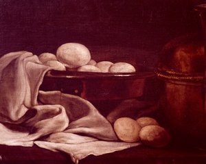 Still life showing brie cheese by Francois Bonvin, detail