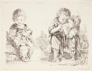 Child Sitting on a Clod of Earth and The Little Milk Drinkers by François Boucher