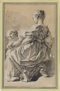Kneeling Young Woman with Child