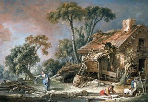Landscape with Farmhouse by François Boucher