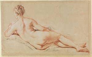 Reclining Female Nude, Supported on Left Arm, Back View by François Boucher
