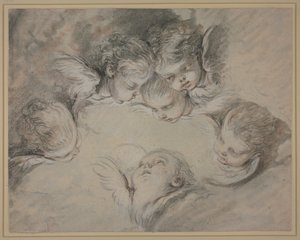 Six Angel Heads in Clouds by François Boucher