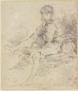 Seated Boy with Bare Legs by François Boucher
