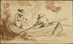 Two Men in a Rowboat by François Boucher