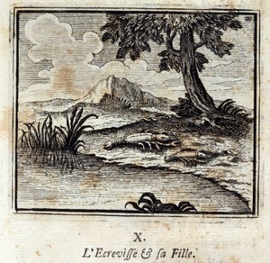 The Crevisse and his daughter (Illustration by François Chauveau, 1728)