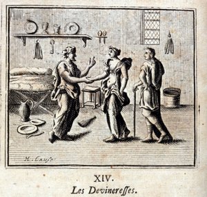 The Fortune-Tellers. Fables by Jean de La Fontaine. Illustration by François Chauveau. Edition of 1728.