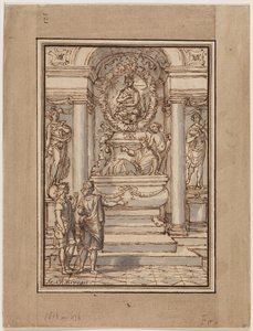 Two Men in Antique Drapery in Front of a Tomb by Francois Chauveau