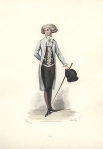 Elegant Man in Striped Coat, Era of Marie Antoinette by Francois Claudius Compte Calix