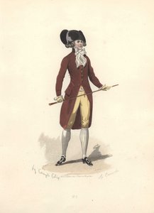 Man in large black bicorn hat, era of Marie Antoinette. by Francois Claudius Compte Calix